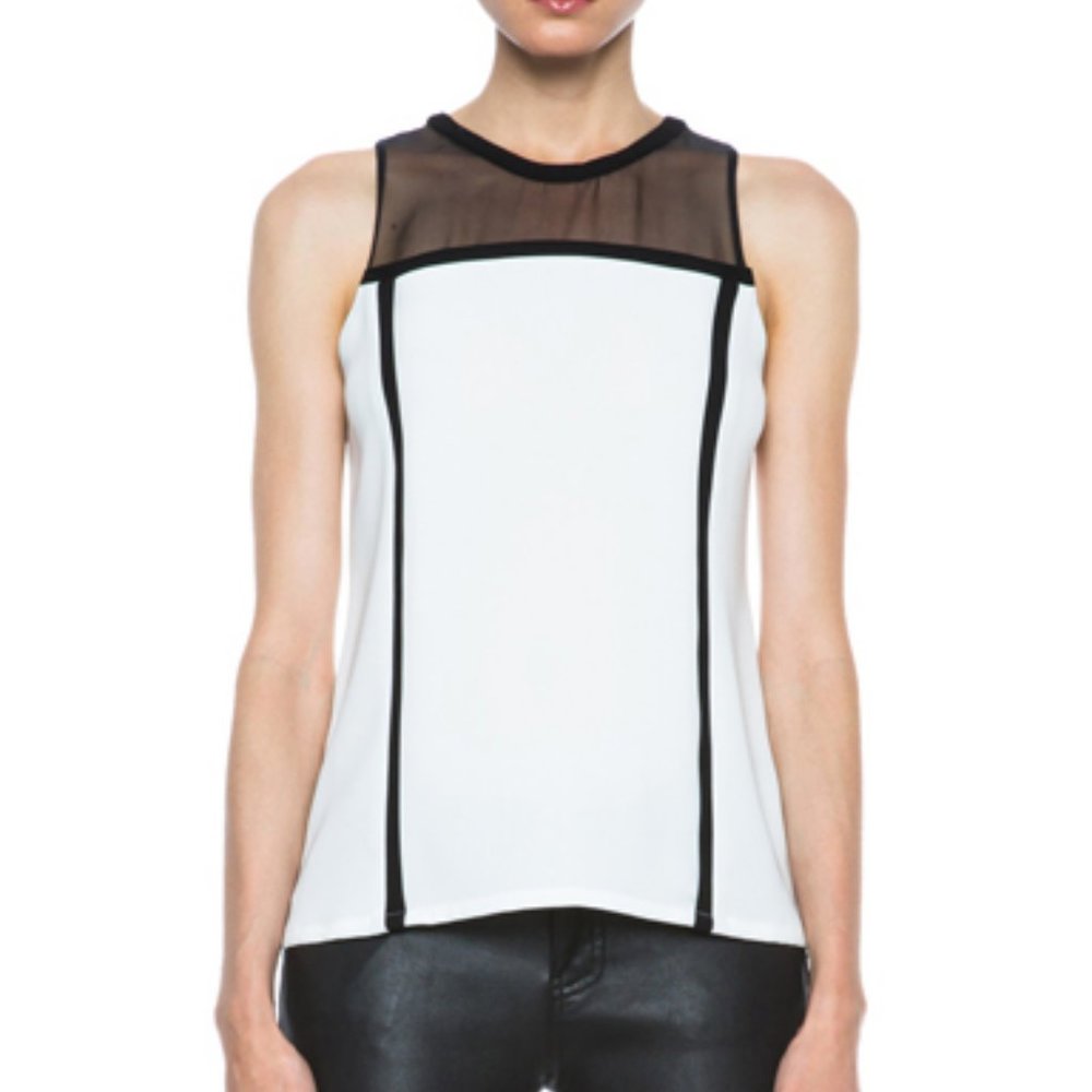 A.L.C. Zaha Crew Neck Mesh Sheer Sleeveless Top